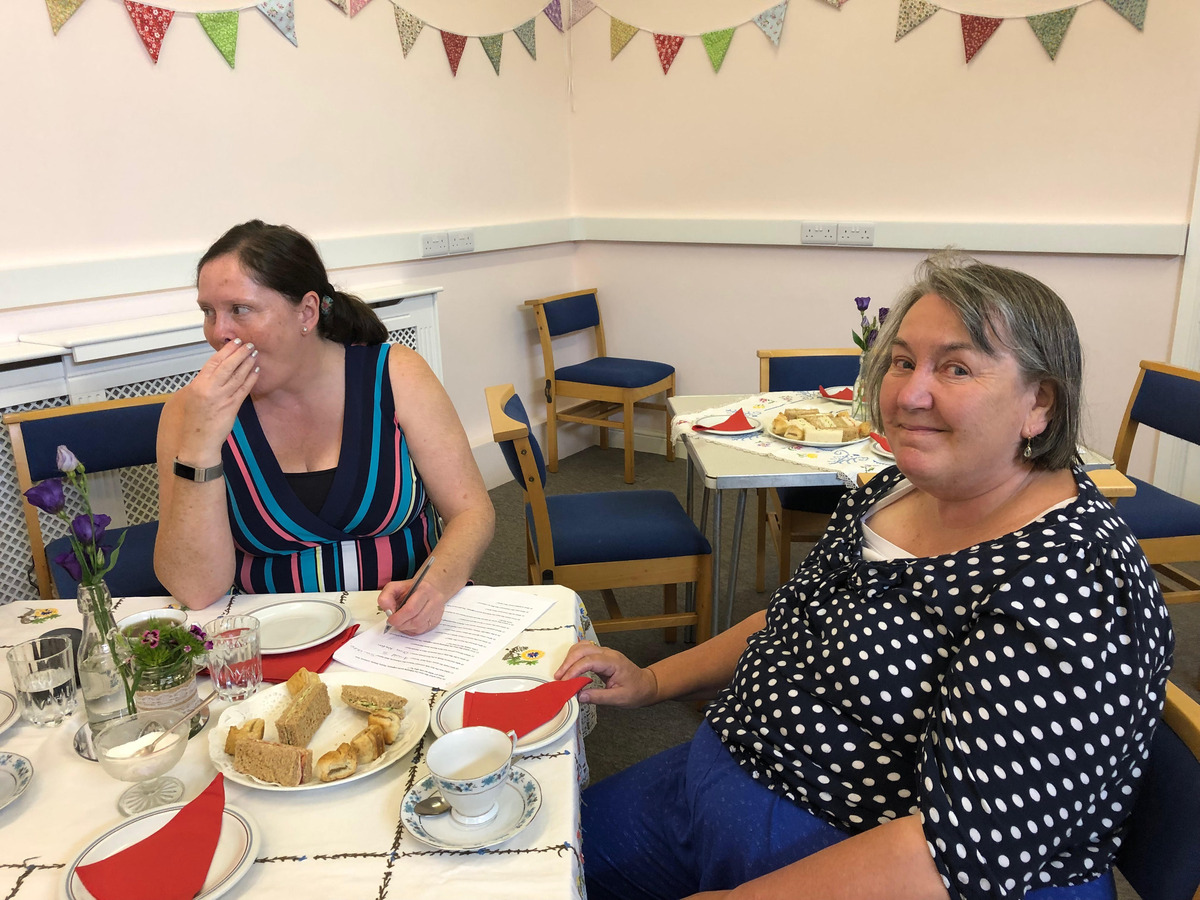 Enjoying afternoon tea - June